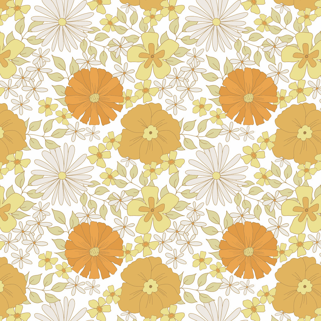 Retro Floral Wallpaper (Yellow)